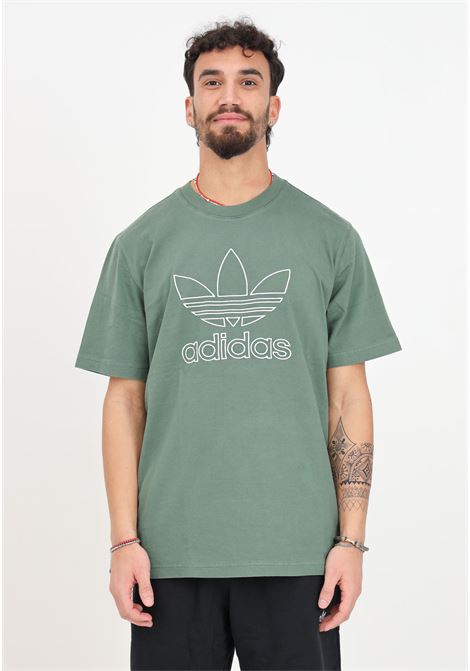 Green Adicolor outline trefoil men's t-shirt ADIDAS ORIGINALS | IR7993.